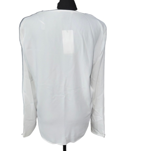 MNG by Mango NWT Women’s Asymmetrical V-neck Blouse in White-Size 8 (Medium) - Picture 7 of 10